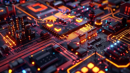 Fototapeta premium circuit board with glow light