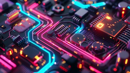 Fototapeta premium circuit board with glow light