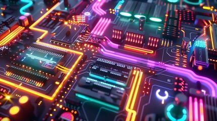 Fototapeta premium circuit board with glow light