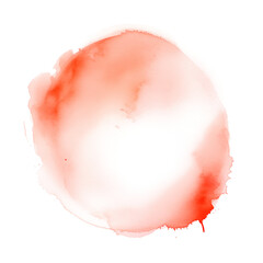 Watercolor splash of coral color on a transparent background