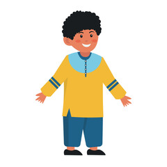 Cartoon Muslim Character Isolated on White Background. Vector Illustration