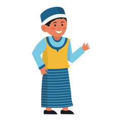 Cartoon Muslim Character Isolated on White Background. Vector Illustration