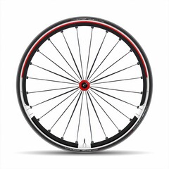 Obraz premium Bicycle Wheel with Black Spokes and Red Rim
