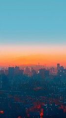 Fototapeta premium Tranquil Cityscaps at Sunrise Geometric Minimalist Digital Artwork