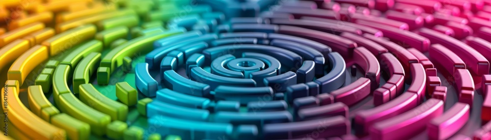 Poster abstract colorful concentric rings pattern.