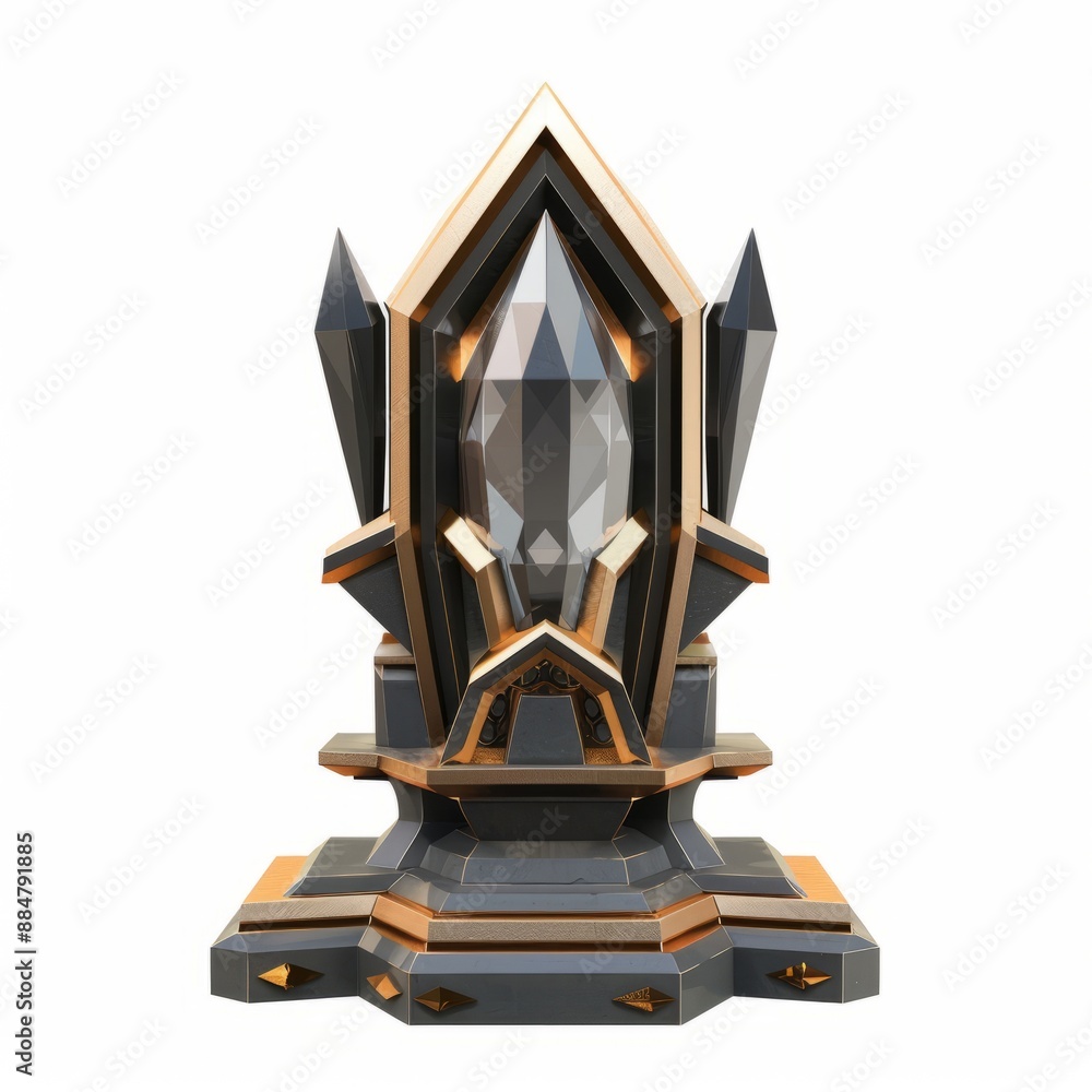 Sticker 3D Render, Low Poly style of sacred relic artifact, on isolated white background, Generative AI