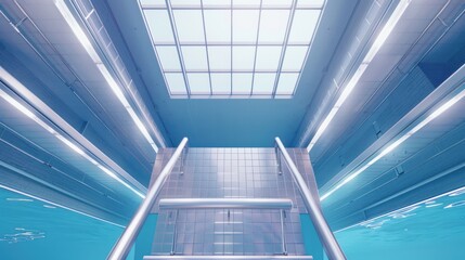 Obraz premium Swimming Pool Stairs with Skylight