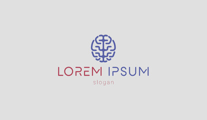Logo design simple typography brain design technology illustration