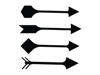 black bow arrow icon set vector