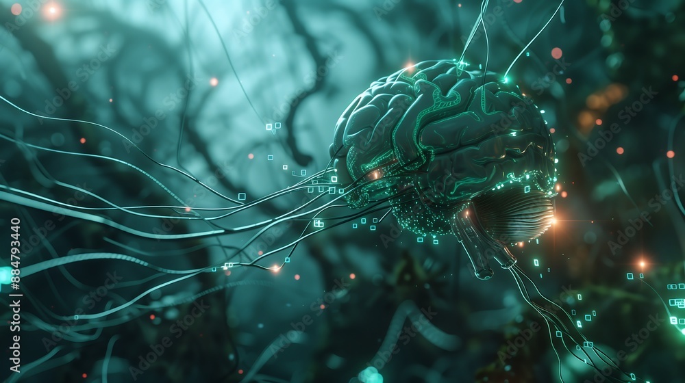 Poster neural network transfer function, showing a direct brain-computer