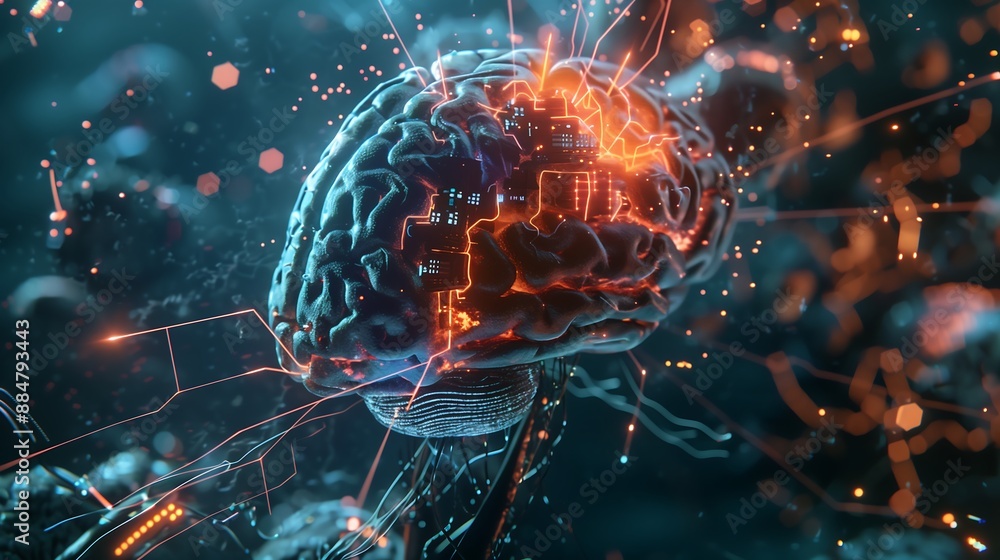 Poster neural network transfer function, showing a direct brain-computer