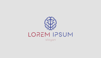 Logo design simple typography brain design technology illustration