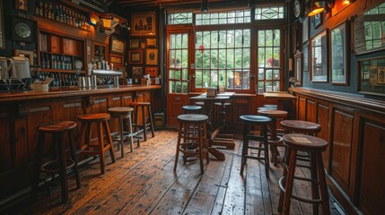 Old bar scene. Traditional or British style bar or pub 