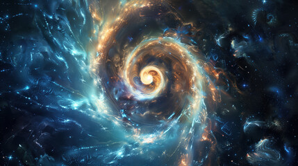 Fototapeta premium Cosmic Guanine Galaxy Formation: Swirling Patterns in Cosmic Depth