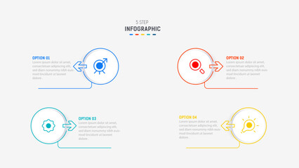 Four Step Infographic design element template for presentation. info graphic illustration. process diagram and presentations step,  banner, flow chart, 4 option template.