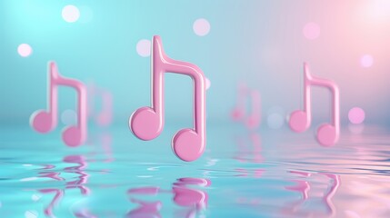 Pink notes floating on the water