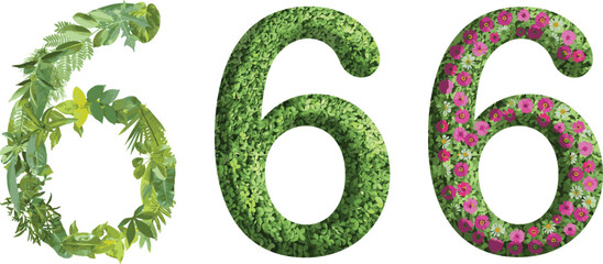 6, design made from green grass, leaves and flower, .suitable for birthday, anniversary and memorial day templates, go green concept