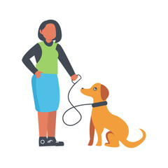 People with Pets Illustration Isolated on White Background. Vector Character in Flat Style.