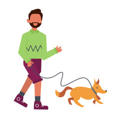 People with Pets Illustration Isolated on White Background. Vector Character in Flat Style.