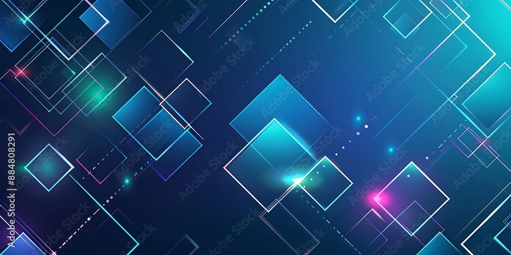 Poster abstract background with neon lines, squares and rounded corners in the style of flat design. backgr