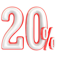 10 Red With White Percent 3d render