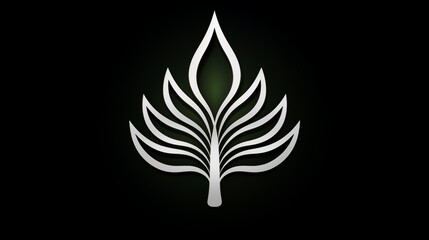 Abstract Elegant White Leaf Design on Black Background