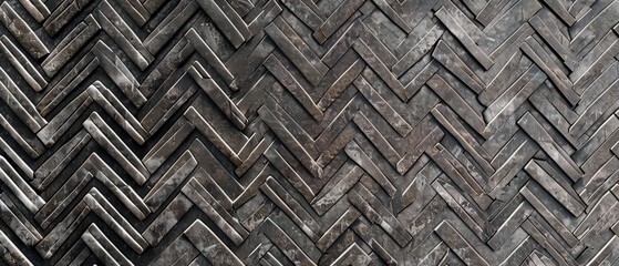 Panoramic close-up, high detail scan of herringbone patterned wallpaper texture, Generative AI