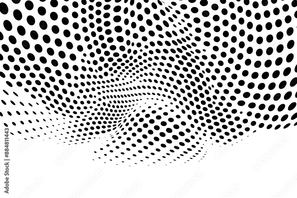 Poster abstract halftone wave dotted background - futuristic twisted grunge pattern with dot circles - mode