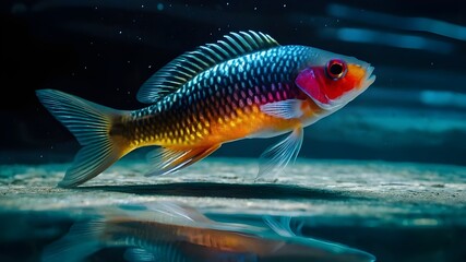 Naklejka premium fish swimming in aquarium