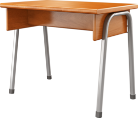 Wooden School Desk with Metal Legs