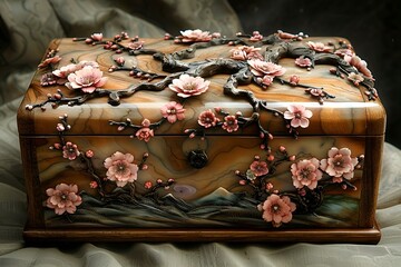 A box adorned with vibrant flowers.