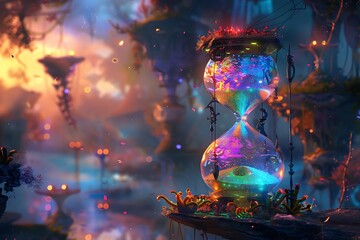 Obraz premium Mystical Hourglass in a Dreamlike Forest.
