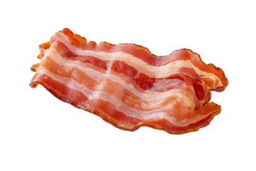 Crispy bacon strips PNG with transparent background for culinary design projects, food blog illustrations, recipe book graphics, and gourmet marketing materials
