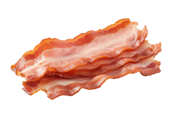 Crispy bacon strips PNG with transparent background for culinary design projects, food blog illustrations, recipe book graphics, and gourmet marketing materials