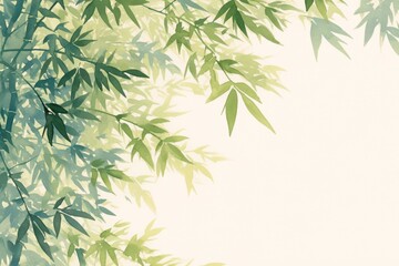 Fototapeta premium watercolor illustration of bamboo leaves on water splash paper background 