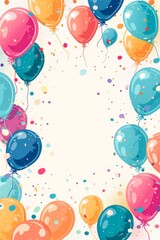 Invitation card template with copy space in the center, balloon surrounded borders