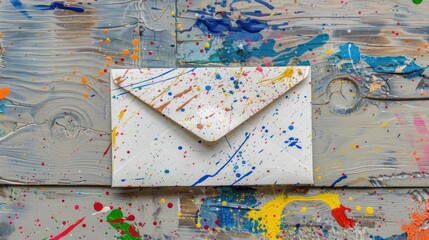 Colorful Envelope on a Wooden Surface