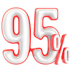 95 Red With White Percent 3d render