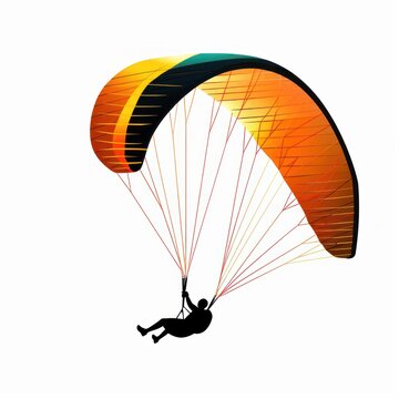 Paraglider Silhouette with Orange Canopy