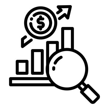 financial analysis icon with magnifying glass clip art preview