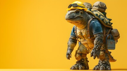 A Surreal of a Uniquely Costumed Ankylosaurus in a Studio Setting