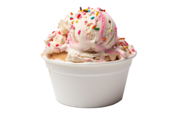 Delicious cake batter ice cream PNG with transparent background, ideal for food illustrations, dessert menu designs, and creative culinary projects