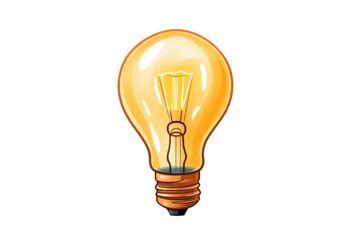 Cartoon light bulb illustration with PNG  transparent background, fun and playful lighting icon for creative designs and digital projects