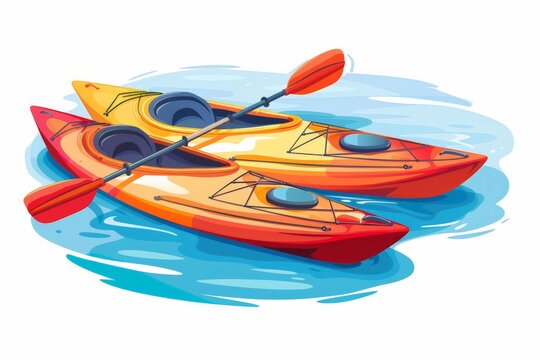 recommend clip art: Kayaking sports boats cartoon with paddles vector illustration isolated on white background