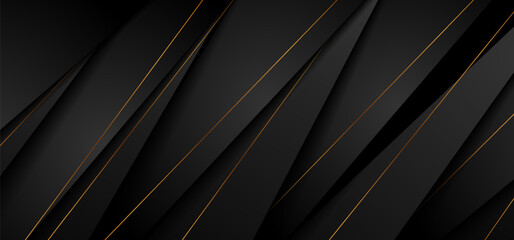 Obraz premium Corporate abstract background with black stripes and golden lines. Vector luxury geometric design