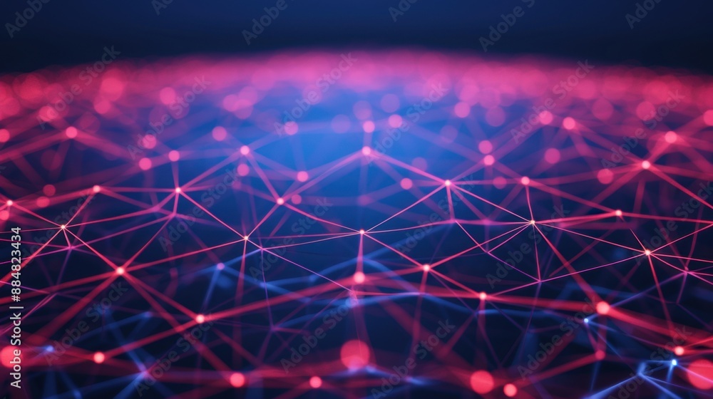 Poster global audio network concept, connected sound waves, front view, copy space, deep depth of field, re