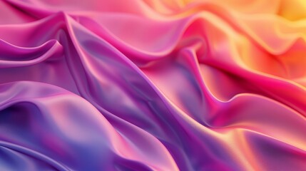 Obraz premium Orange, pink and purple silk fabric with gentle waves and soft folds. Gradient solid color background, beautiful composition.