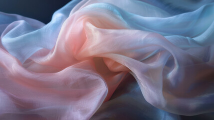 Obraz premium A soft, pastel-colored fabric draped gently on a dark surface, the folds creating a serene and calming visual