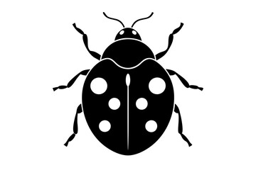 Create a minimalist ladybug vector illustration in black silhouette on a white background perfect for modern designs