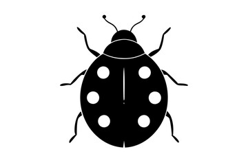 Create a minimalist ladybug vector illustration in black silhouette on a white background perfect for modern designs